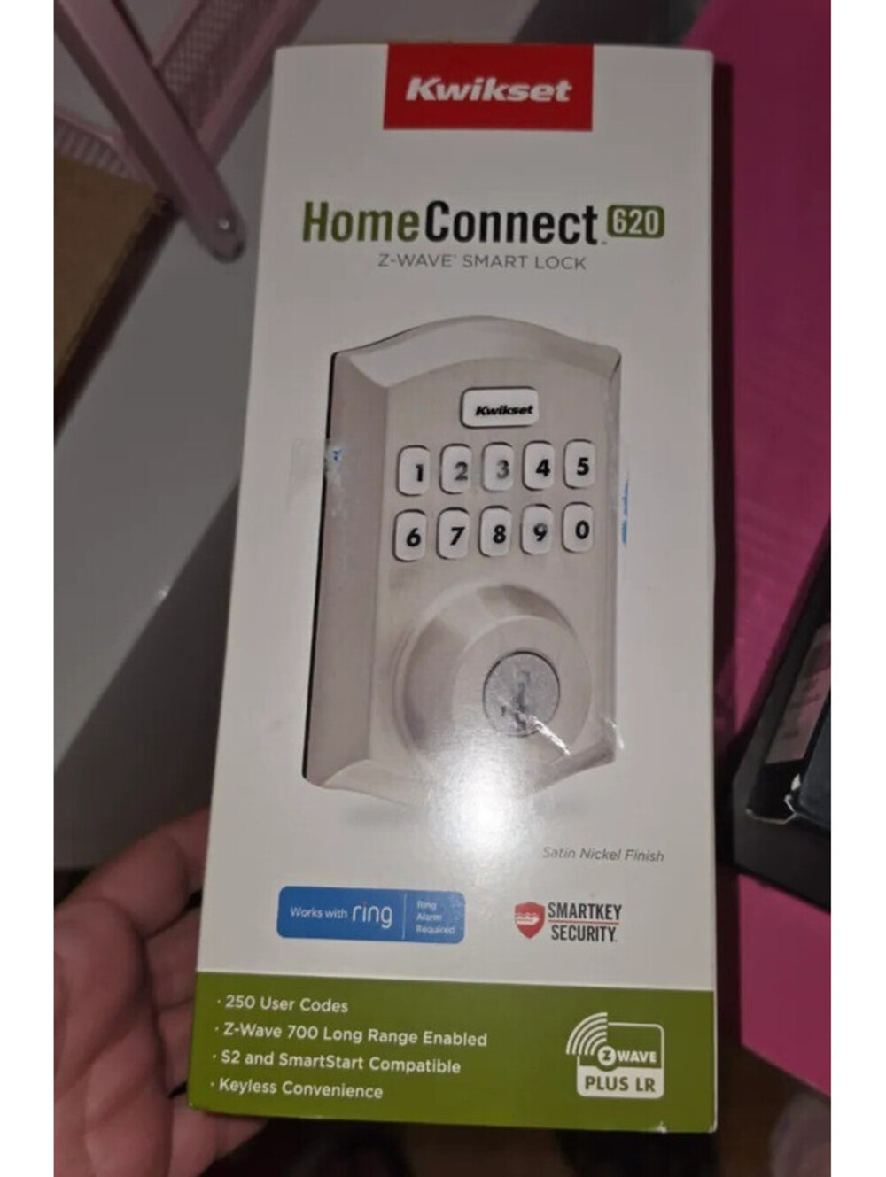 KWIKSET HOME CONNECT 620 Z-WAVE SMART LOCK KEYPAD DEADBOLT SATIN NICKEL NIB